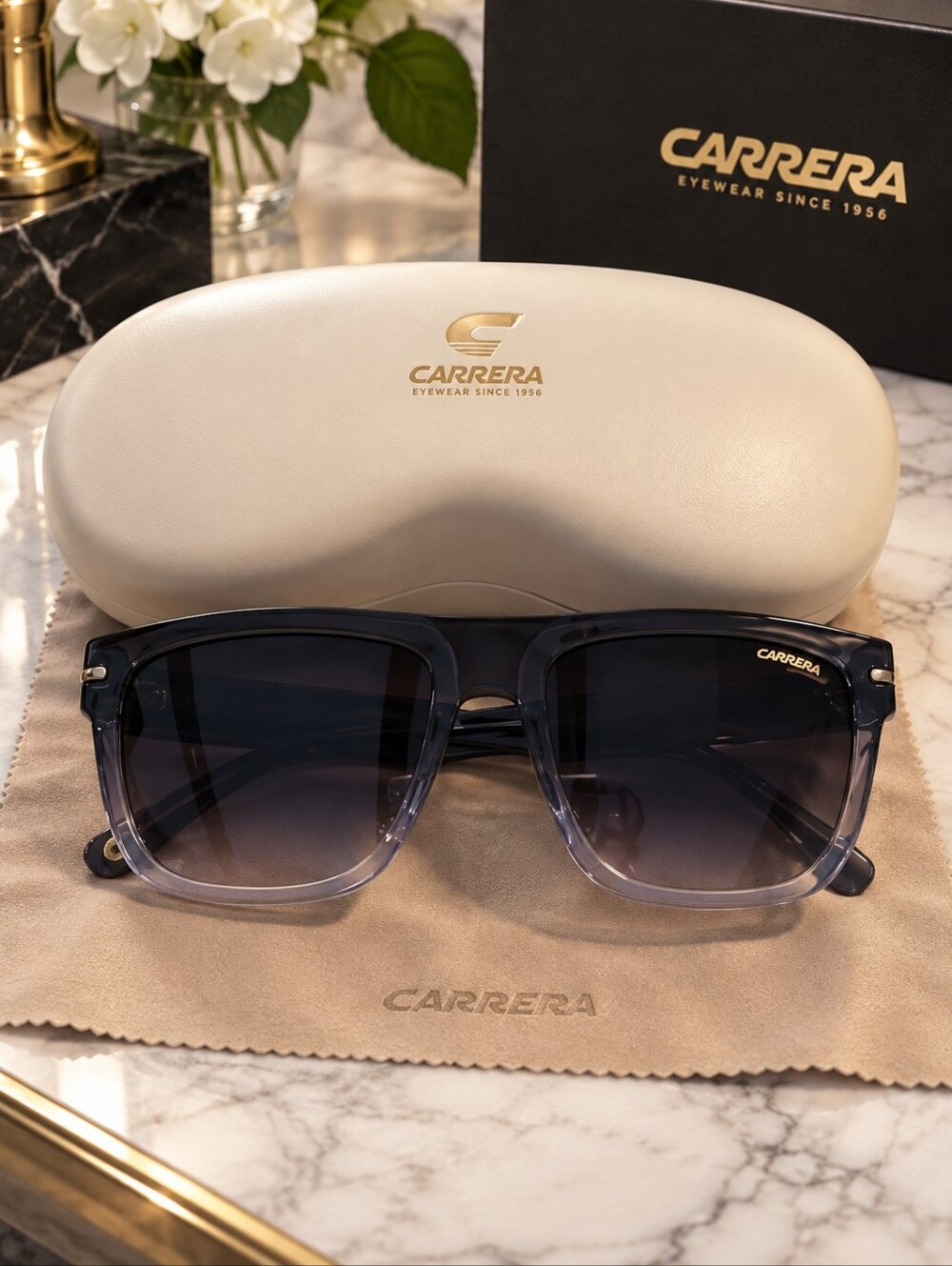 NWOT Carrera 340/S Rectangular Sunglasses Gradient Black FT39K 57mm